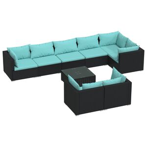 vidaXL Salon de jardin 9 pcs avec coussins Noir R&eacute;sine tress&eacute;e
