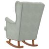 vidaXL Fauteuil &agrave; bascule &agrave; oreilles en velours gris clair bois massif