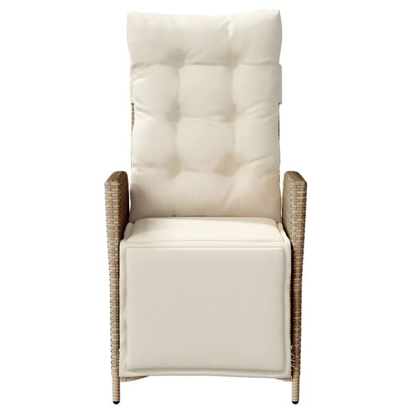 vidaXL Chaise inclinable de jardin et repose-pied beige r&eacute;sine tress&eacute;e