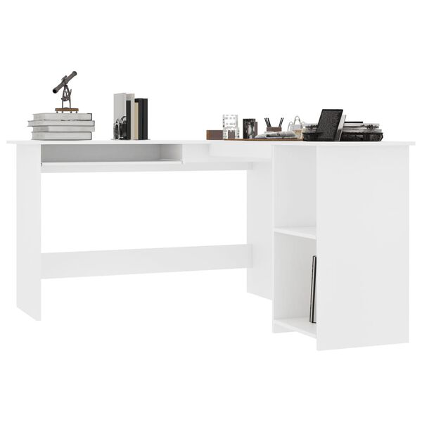 vidaXL Bureau d'angle en forme de L Blanc 120x140x75 cm