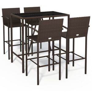 vidaXL Ensemble de bar de jardin 5 pcs marron résine tressée