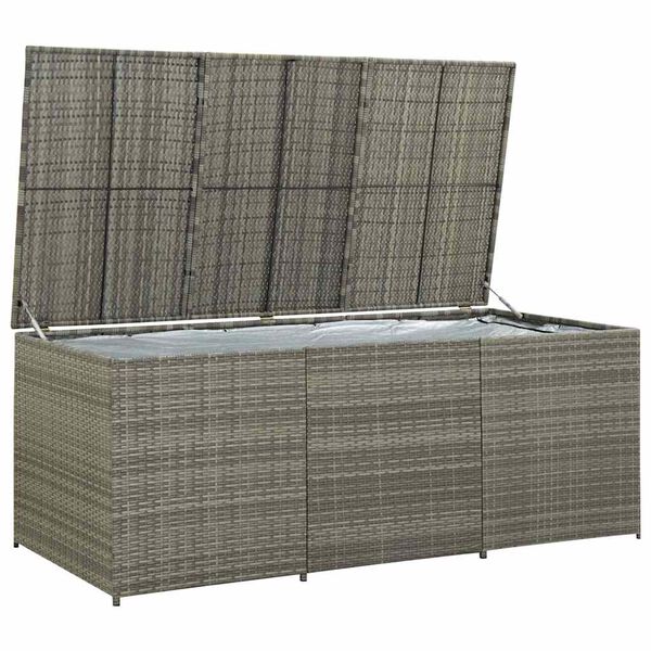 vidaXL Bo&icirc;te de rangement de jardin r&eacute;sine tress&eacute;e 180x90x70 cm gris