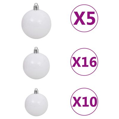 vidaXL Arbre de Noël artificiel pré-éclairé et boules doré 210 cm PET