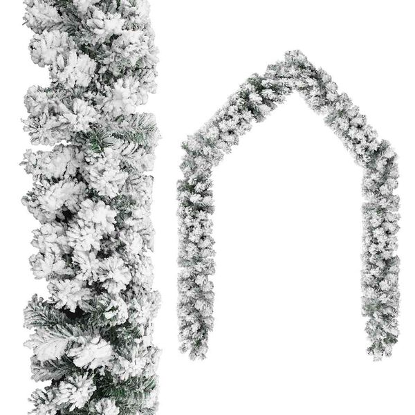 vidaXL Guirlande de No&euml;l avec neige floqu&eacute;e Vert 20 m PVC