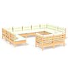 vidaXL Salon de jardin 11 pcs avec coussins cr&egrave;me Bois de pin solide