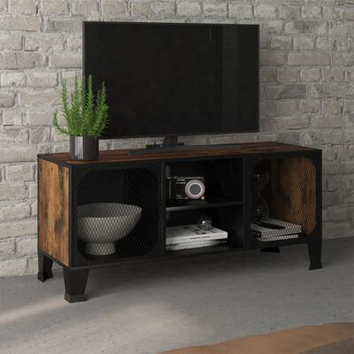 vidaXL Meuble TV Marron rustique 105x36x47 cm Métal et MDF