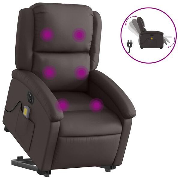 vidaXL Fauteuil de massage inclinable électrique marron foncé