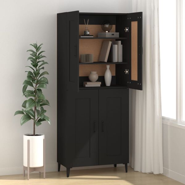 vidaXL Buffet Noir 69,5x34x90 cm Bois d'ing&eacute;nierie