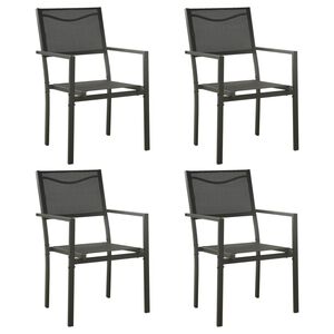 vidaXL Chaises de jardin lot de 4 Textil&egrave;ne et acier Noir anthracite