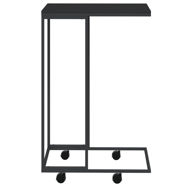 vidaXL Table d'appoint avec roues Noir 40x30x63,5 cm Bois d'ing&eacute;nierie