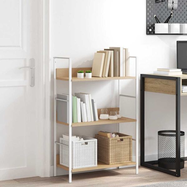 vidaXL Biblioth&egrave;que &agrave; 3 niveaux ch&ecirc;ne 60x27,6x90,5cm bois d'ing&eacute;nierie