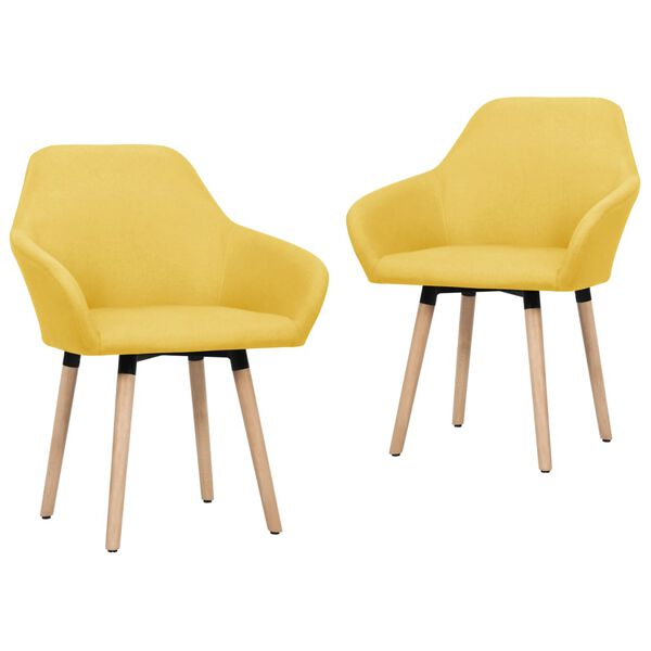 vidaXL Chaises &agrave; manger lot de 2 jaune tissu