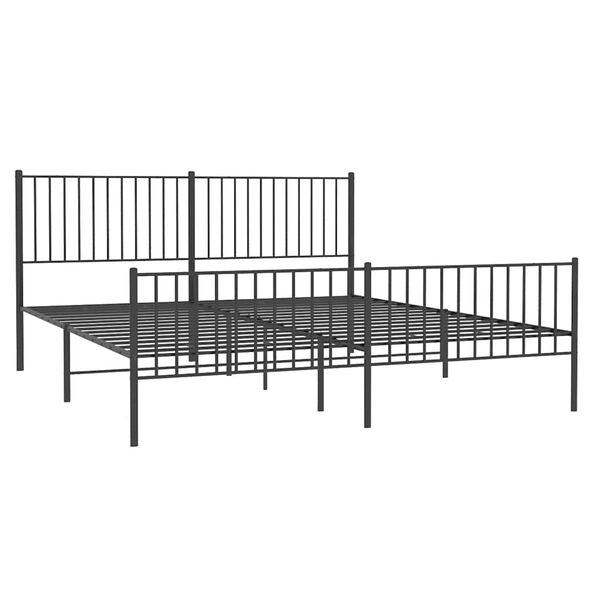 vidaXL Cadre de lit m&eacute;tal sans matelas avec pied de lit noir 183x213cm
