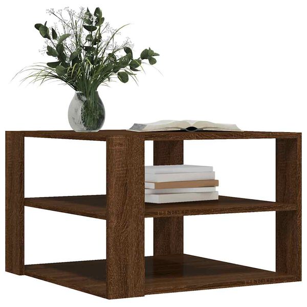 vidaXL Table basse ch&ecirc;ne marron 58x58x40 cm bois d'ing&eacute;nierie