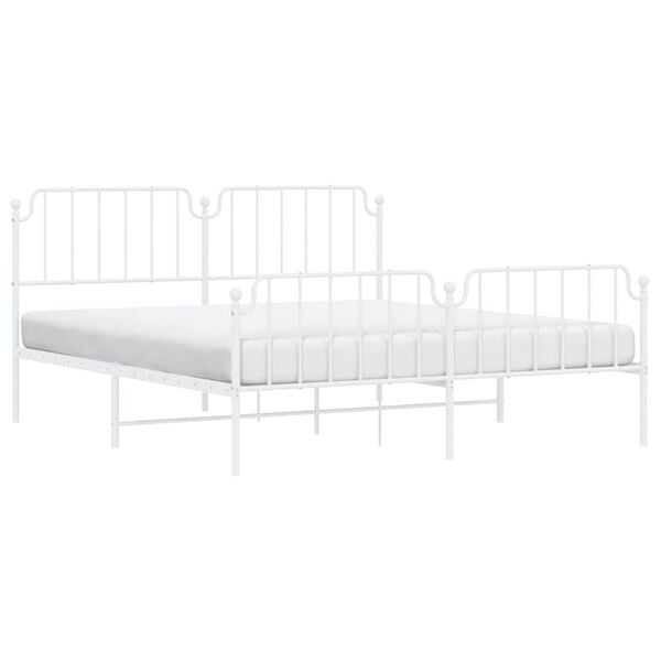 vidaXL Cadre de lit m&eacute;tal sans matelas et pied de lit blanc 183x213 cm