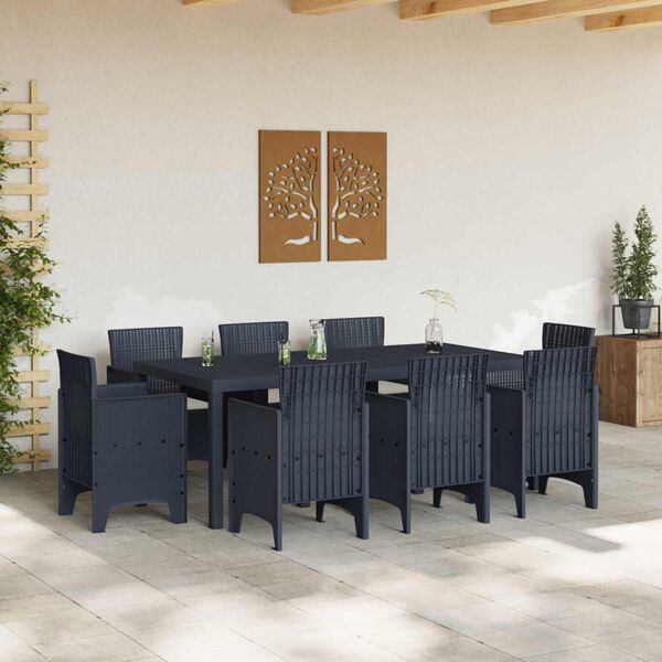 vidaXL Ensemble de salle &agrave; manger pour jardin 9 pcs Anthracite