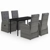 vidaXL Ensemble &agrave; manger de jardin avec coussins 5 pcs Gris