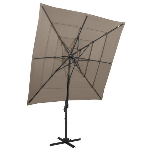 vidaXL Parasol de jardin &agrave; 4 niveaux avec m&acirc;t en aluminium taupe