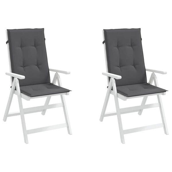 vidaXL Coussins de chaise de jardin &agrave; dossier haut lot de 2 anthracite