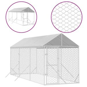 vidaXL Chenil d'ext&eacute;rieur pour chiens avec toit argent&eacute; 2x6x2,5 m