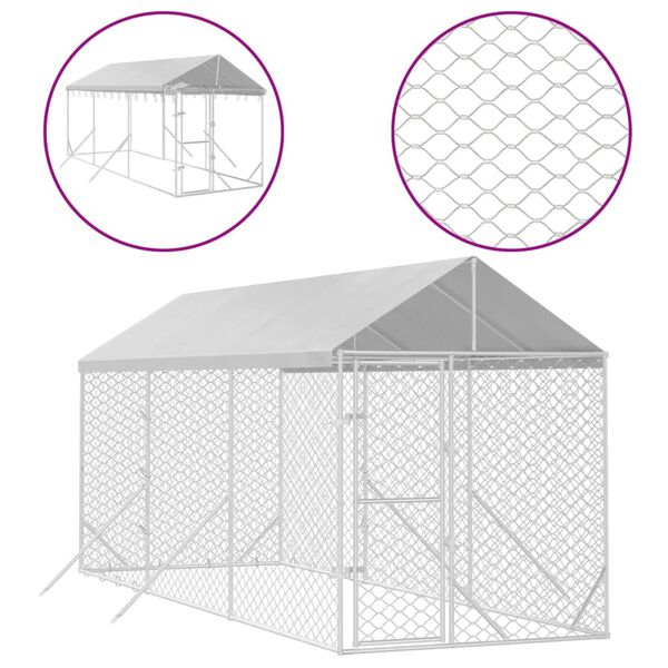 vidaXL Chenil d'ext&eacute;rieur pour chiens avec toit argent&eacute; 2x6x2,5 m