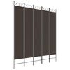 vidaXL Cloison de s&eacute;paration 5 panneaux Marron 200x220 cm Tissu