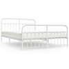 vidaXL Cadre de lit m&eacute;tal sans matelas et pied de lit blanc 183x213 cm
