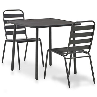 vidaXL Mobilier de bistro 3 pcs Acier Gris foncé