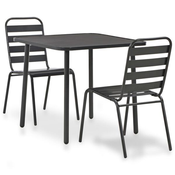 vidaXL Mobilier de bistro 3 pcs Acier Gris fonc&eacute;