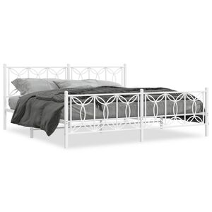 vidaXL Cadre de lit m&eacute;tal sans matelas et pied de lit blanc 193x203 cm