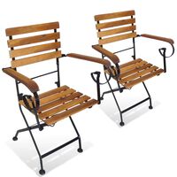 vidaXL Chaises pliables de jardin 2 pcs Acier et bois d'acacia solide