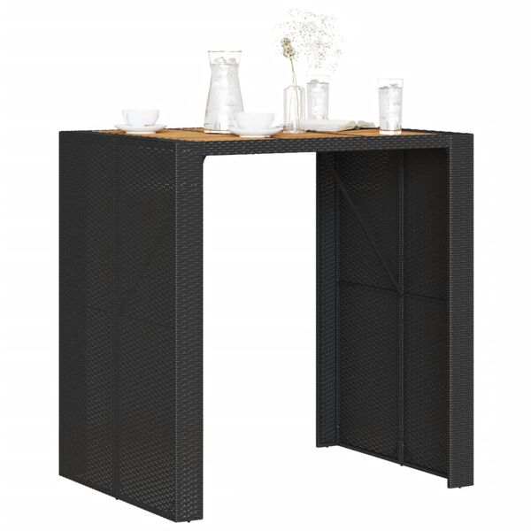 vidaXL Table de bar de jardin et dessus en bois acacia r&eacute;sine tress&eacute;e