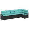 vidaXL Ensemble de canap&eacute; de jardin 6 pcs Noir et turquoise polyrotin