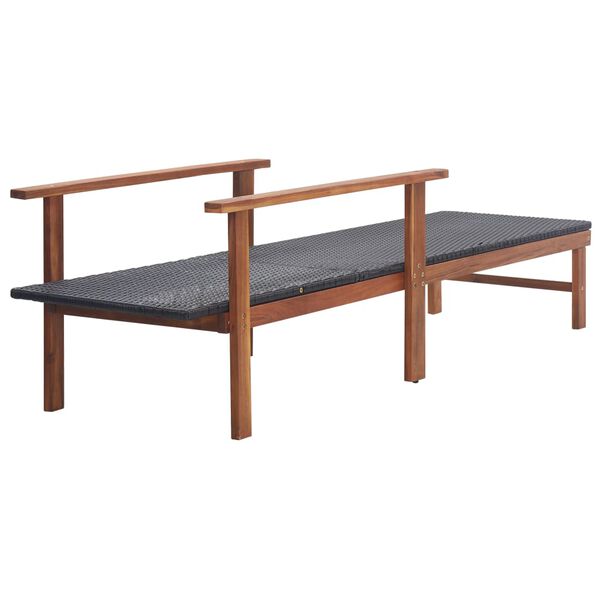 vidaXL Chaise longue R&eacute;sine tress&eacute;e et bois d'acacia massif Noir