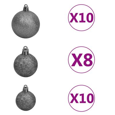 vidaXL Arbre de Noël artificiel pré-éclairé et boules vert 210 cm PVC