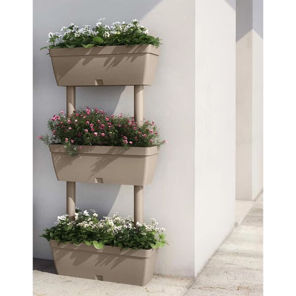 vidaXL Jardini&egrave;res 3 pcs 100 cm Taupe