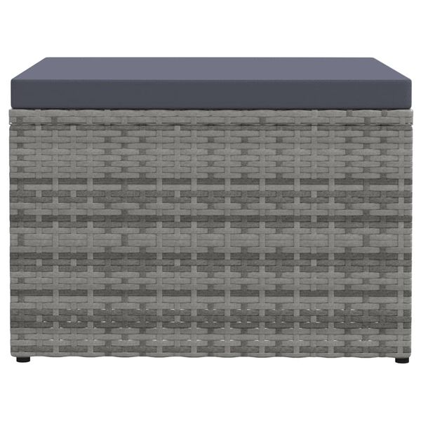 vidaXL Tabouret de jardin avec coussin Gris R&eacute;sine tress&eacute;e