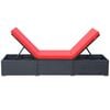 vidaXL Chaise longue avec coussin R&eacute;sine tress&eacute;e Noir
