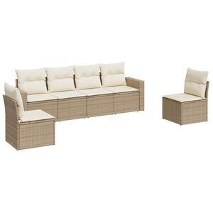 vidaXL Salon de jardin avec coussins 6 pcs beige r&eacute;sine tress&eacute;e