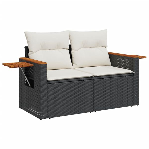 vidaXL Salon de jardin 8 pcs avec coussins noir r&eacute;sine tress&eacute;e
