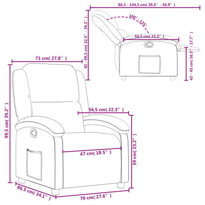 vidaXL Fauteuil inclinable crème cuir véritable