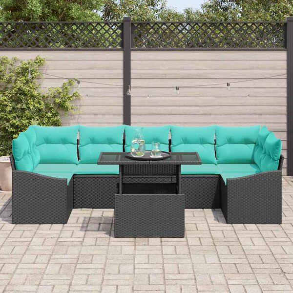vidaXL Ensemble de canap&eacute; de jardin 8 pcs Noir Poly rotin