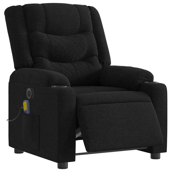 vidaXL Fauteuil inclinable de massage &eacute;lectrique noir tissu