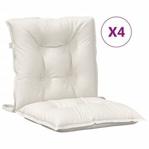 vidaXL Coussins de chaise &agrave; dossier bas lot de 4 cr&egrave;me m&eacute;lang&eacute; tissu