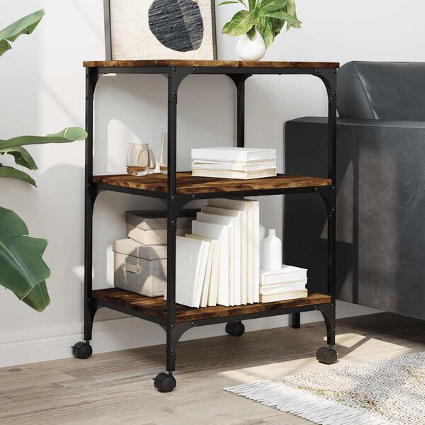 vidaXL Support d'imprimante 3 niveaux chêne fumé 50x41x75 cm