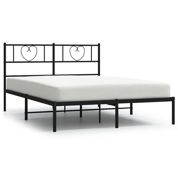 vidaXL Cadre de lit métal sans matelas avec tête de lit noir 135x190cm