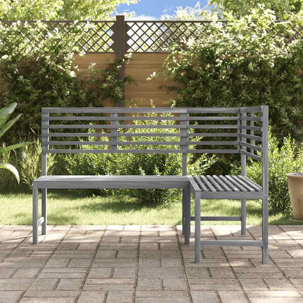 vidaXL Banc d'angle de jardin Gris 140 cm Bois solide d'acacia
