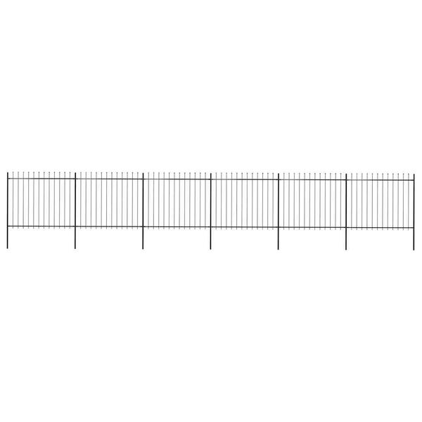 vidaXL Clôture de jardin avec dessus en forme de lance en acier 1070 x 150 cm Noir