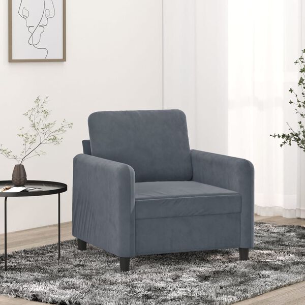 vidaXL Fauteuil Gris fonc&eacute; 60 cm Velours
