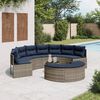 vidaXL Salon de jardin 3 pcs demi-rond gris r&eacute;sine tress&eacute;e